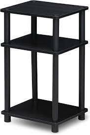 Americano/Black Furinno Just 3-Tier Turn-N-Tube End Table, Side Table, Night Stand, or Bedside Table, 1-Pack